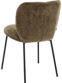 Goossens Basic Eetkamerstoel Eller groen stof leuning, modern design