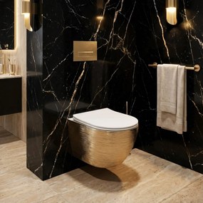 Hangende toilet Rea Carlo Mini Flat Gold Brush