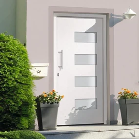 vidaXL Voordeur 100x210 cm aluminium en PVC wit