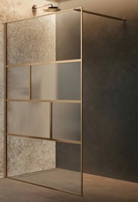 Novellini H Art HC Inloopdouche 97-98,5x200 cm Brushed Gold Linea 2 Glas