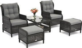 Malaga Terrace antraciet technorattan set met Garden Point poefs