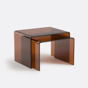 Set van 2 mimi tafels in gehard glas, Joan