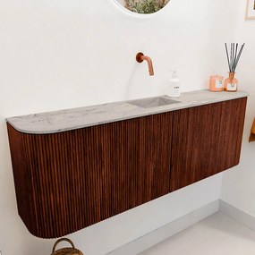 Mondiaz Joya DLux 125cm toiletmeubel ronding links/rechts ruby met wastafel faye midden zonder kraangat glace