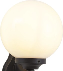 Klassieke buiten wandlamp zwart met opaal glas IP44 - Champs