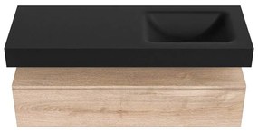 Zaro Alan badmeubel 130cm washed oak 1 lade met vrijhangende wastafel cloud rechts 1 kraangat urban