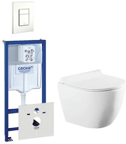 QeramiQ Salina Compact toiletset bestaande uit inbouwreservoir, compact wandcloset met toiletzitting en bedieningsplaat verticaal/horizontaal wit 0720003/0729205/sw258541/
