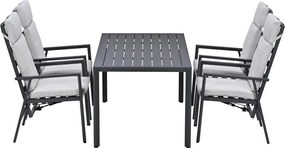 Garden Impressions Kasper tuinset 5-delig - tuintafel 160x84 cm donker grijs