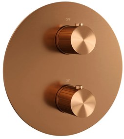 Brauer Stripe 3-weg inbouwthermostaat rond koper geborsteld PVD