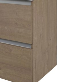 Saqu Gaia ondiep badmeubel incl. glans witte wastafel 80x40x64cm toffee – aluminium greeplijst