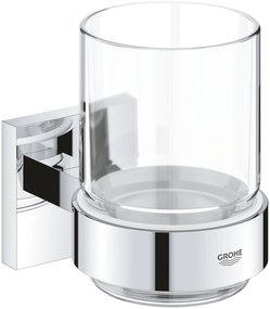 Grohe QuickFix Start Cube glashouder met glas chroom