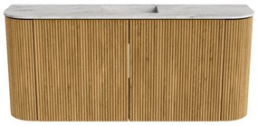 Mondiaz Joya DLux 95cm toiletmeubel ronding links/rechts oak met wastafel faye midden zonder kraangat glace