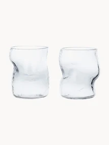 Mondgeblazen waterglazen Dimple, 2-delig
