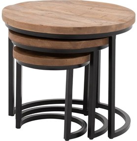Goossens Salontafel Jelle rond, hout mango bruin, urban industrieel, 54 x 45 x 54 cm