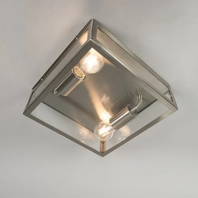 Moderne vierkante buiten plafondlamp staal 2-lichts - Rotterdam Modern E27 Buitenverlichting