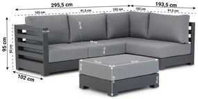 Hoek loungeset 4 personen Aluminium Grijs  Santika Furniture Santika Phantom