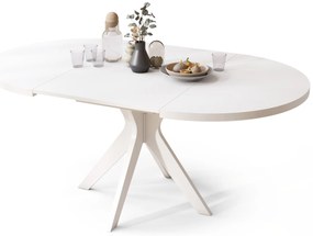 RENZO Wit - RONDE TAFEL Ø110 UITKLAPBAAR TOT 180 cm | VOOR DE KEUKEN EETKAMER WOONKAMER RETRO