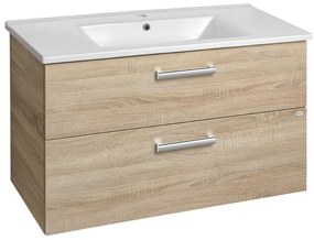 Aqualine Vega badkamermeubel met keramische wastafel 100cm eiken