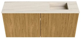 Mondiaz Joya DLux 90cm toiletmeubel oak met wastafel faye rechts 1 kraangat meli