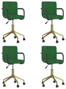 vidaXL Eetkamerstoelen draaibaar 4 st fluweel donkergroen