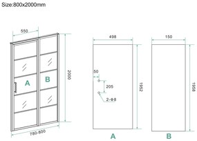 Mueller Skyline nisdeur met vaste wand 80x200 mat zwart anti-kalk