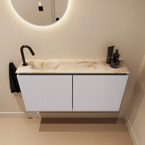 Mondiaz Ture DLux toiletmeubel 100cm cale met wastafel frappe links met kraangat