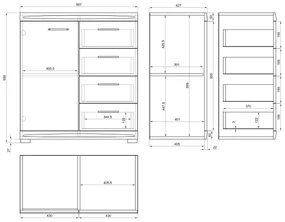 Smalle ladekast – SIMPLE – KD1SZ4 EIKEN AMBACHT GOUD/WIT GLANS
