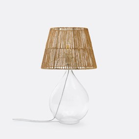 Tafellamp in glas en hennep, Yaku