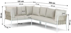 Dining Loungeset 7 personen Aluminium/rope Wit  Lifestyle Garden Furniture Cordani