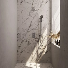 Brauer Brushed Edition complete inbouw regendouche met 3 standen handdouche, rechte wandarm, glijstang en hoofddouche 20cm set 43 RVS geborsteld PVD