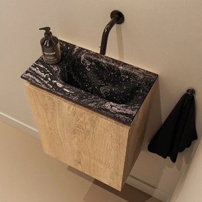 Mondiaz Ture DLux toiletmeubel 40cm washed oak met wastafel lava rechts zonder kraangat