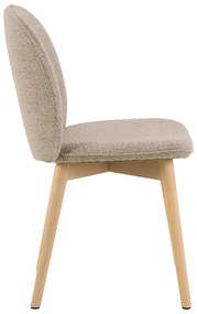 Eetkamerstoel Met Houten Poten Beige Boucle