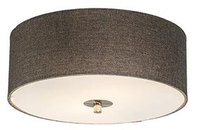 Landelijke plafondlamp taupe 30 cm - Drum Jute