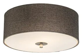 Stoffen Landelijke plafondlamp taupe 30 cm - Drum Jute Landelijk / Rustiek, Modern E27 cilinder / rond rond Binnenverlichting Lamp