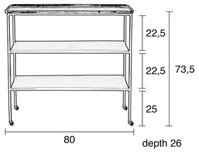 Zuiver Gusto Zilveren Trolley - 80 X 26cm.