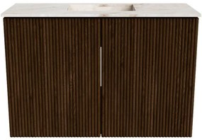 Mondiaz Joya DLux 60cm toiletmeubel walnut met wastafel faye midden zonder kraangat frappe