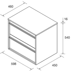 Muebles Resh badmeubel 60cm met 2 lades en toppaneel zwart mat