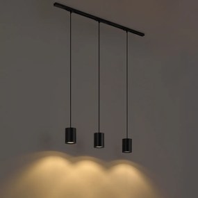 Modern railsysteem met 3 hanglampen zwart 1-fase - Iconic Holt