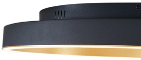 Design plafondlamp zwart met goud 60cm incl. LED 3-way switch - Ingo Design rond Binnenverlichting Lamp