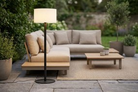 Moderne Buiten Vloerlamp Zwart Met Witte Kap IP - Mississippi Aluminium/Kunststof Zwart