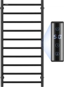 VEVOR Handdoekverwarmer met 10 staven, aan de muur te bevestigen verwarmde handdoekradiator voor de badkamer, IPX5 waterdichte handdoekradiator met timer en LED-display, handdoekverwarmer met 5 instelbare temperatuurniveaus, zwart