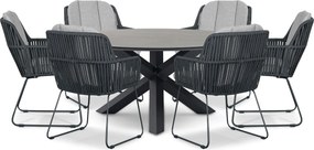 Tuinset Ronde Tuintafel 6 personen 150 cm Rope Grijs  Domani Furniture Trivento/Xento
