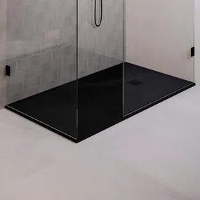 BRAUER Relievo Crag Douchebak 180x90cm antislip antibacterieel mineraalmarmer mat zwart DB-RC90X180Z