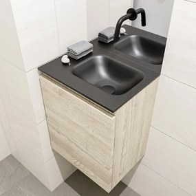 Mondiaz Olan 40cm toiletmeubel light brown grey met wastafel urban rechts geen kraangat