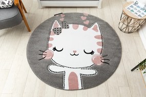 Tapijt PETIT KITTY kat poes poesje ROND grijskleuring
