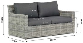 Stoel en Bank Loungeset 6 personen Wicker Grijs  Garden Collections Giardino/Napoli