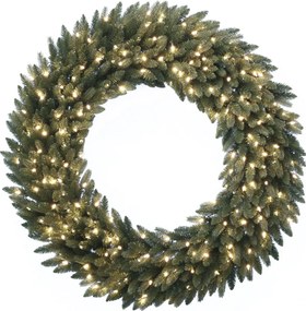 Verlichte kerstkrans "Grande Fir" - groen - Diameter 61 cm - 50 warm witte ledlampjes