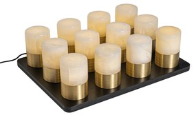 Set van 12 tafellampen goud RGBW oplaadbaar incl. laadstation - Alessia