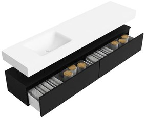 Zaro Alan badmeubel 190cm urban 2 lades met vrijhangende wastafel cloud links zonder kraangat talc
