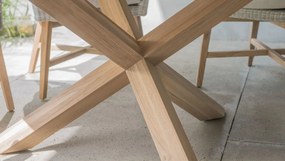 4 Seasons Outdoor Lisboa diningset met Louvre tafel Ø 160 cm Tuinset   houtkleur weerbestendig