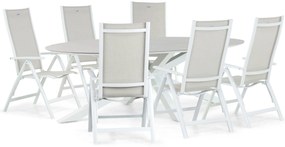 Tuinset 6 personen 240 cm Aluminium/Textileen Wit Hartman Troy/Cervola